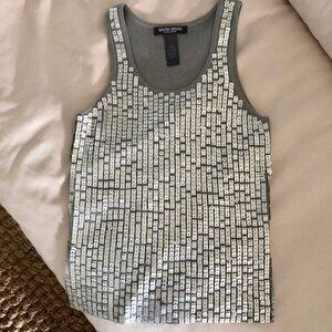 Bisou Bisou Silver Sequins Tank Top, Size Medium